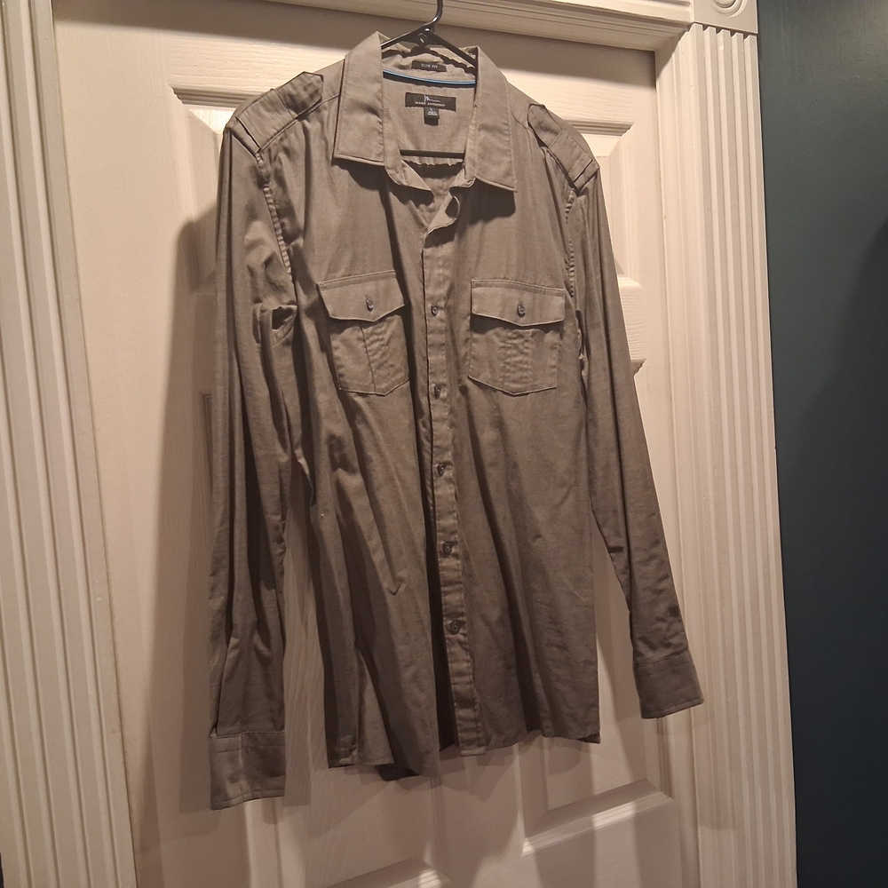 Marc Anthony Gray Casual Button Down Shirt